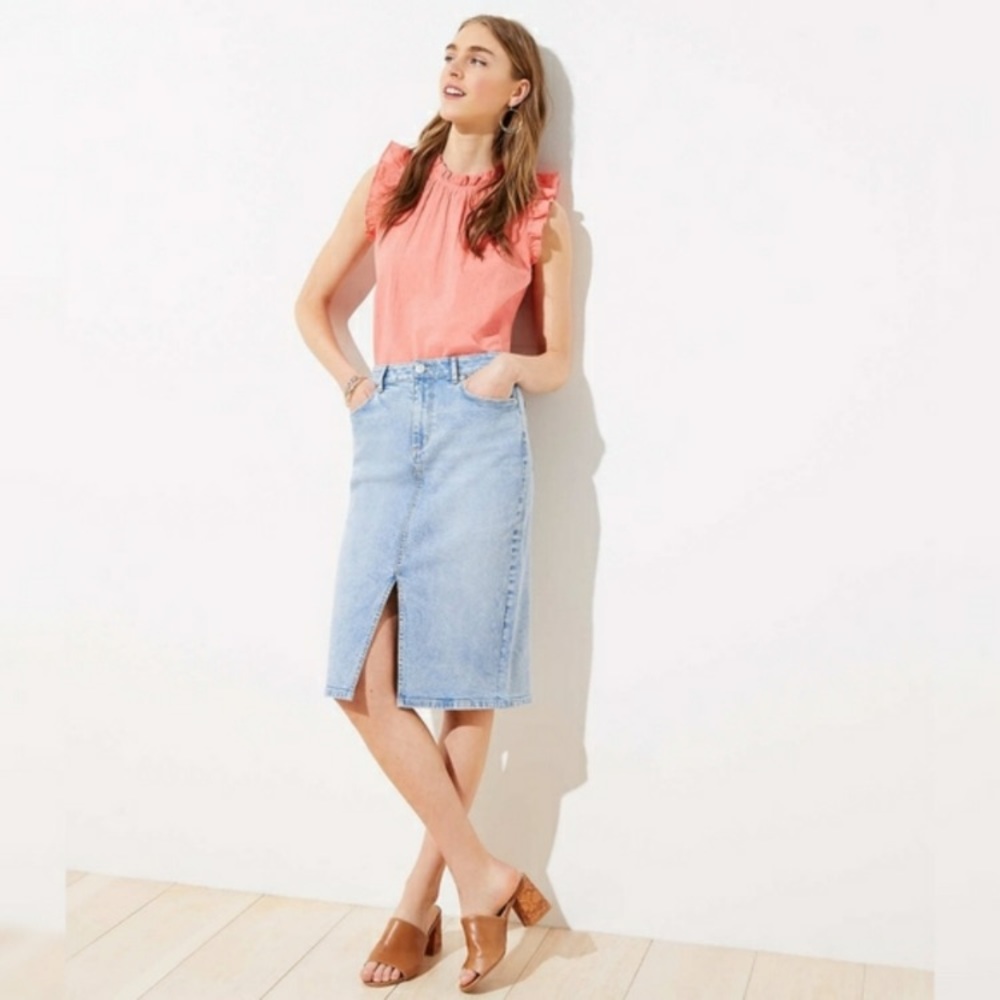 Loft made and loved acid wash denim skirt size 4